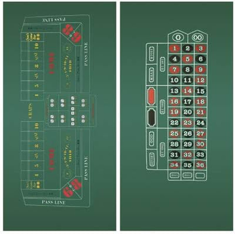 Craps & Roulette 2-Sided Casino Felt Layout