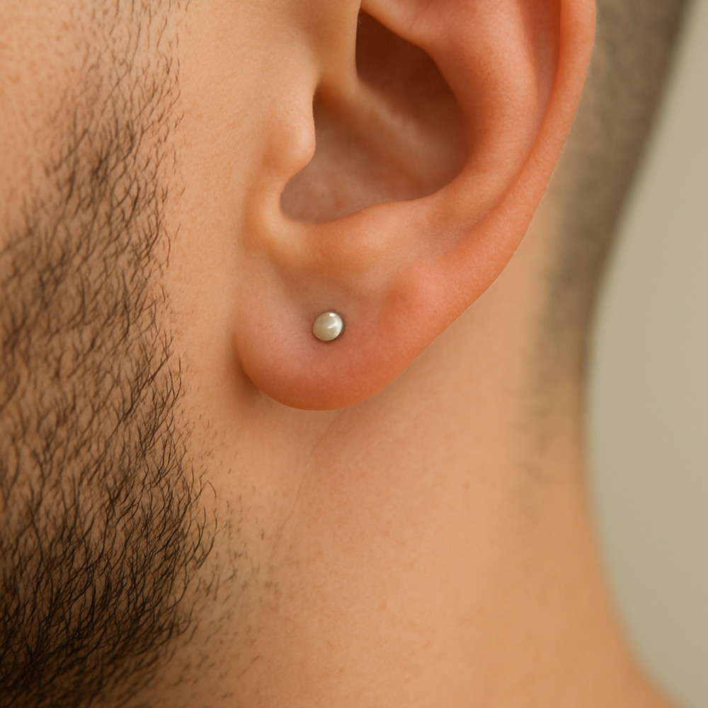 Mens Stud Earrings - Small Circle Studs