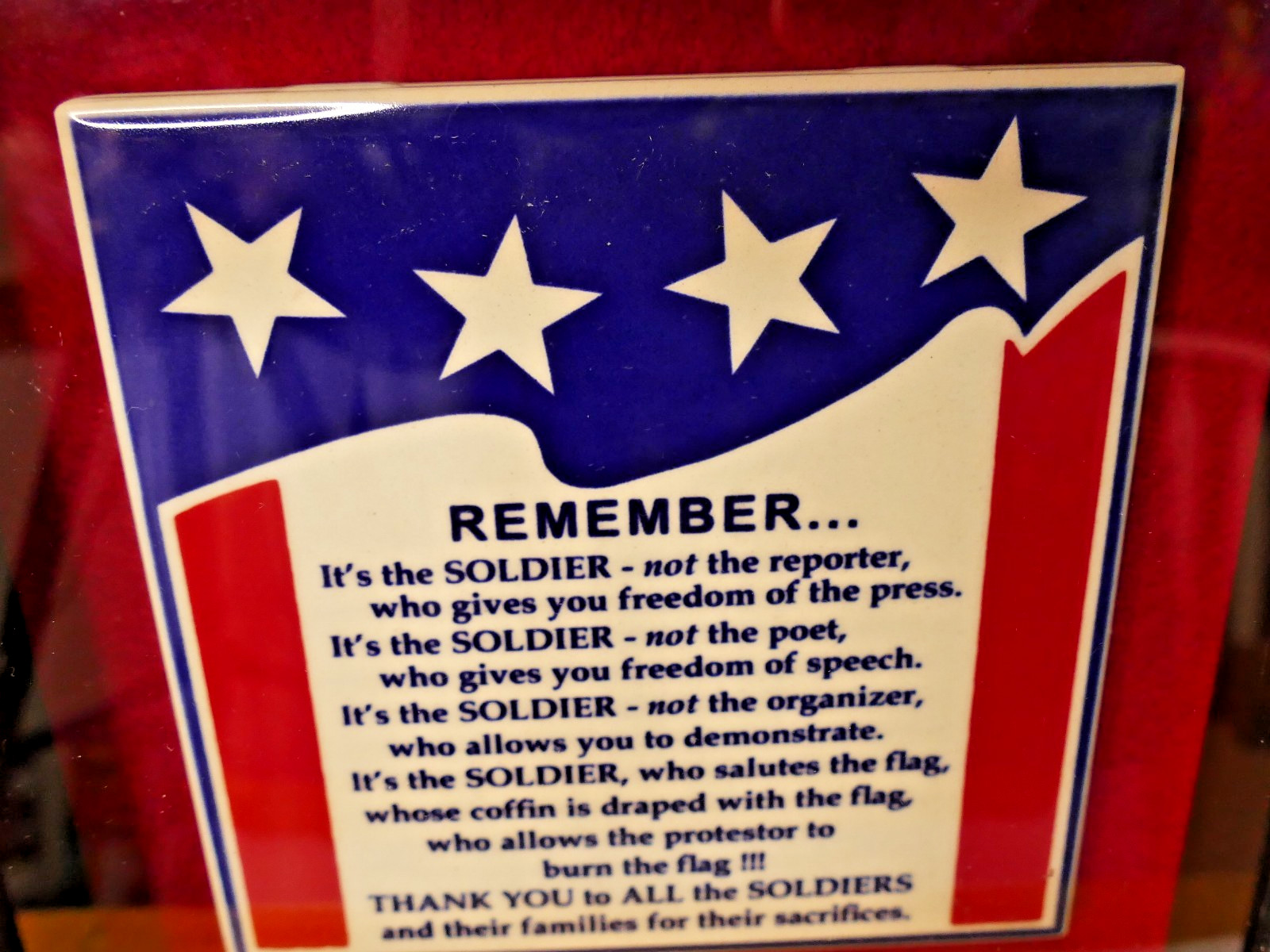 Shadow Box Frame REMEMBER THE SOLDIER Thank You Wall Hanging Tile Plaque Black