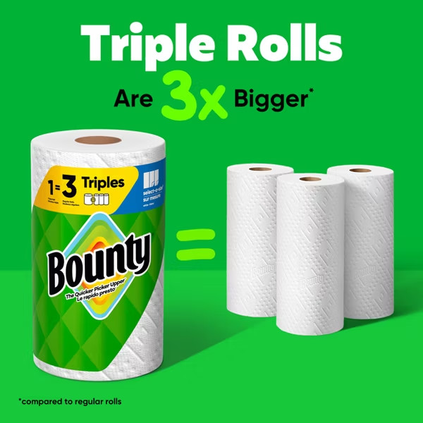 Bounty Printed Select-A-Size Paper Towels - 6 = 18 Triple Rolls
