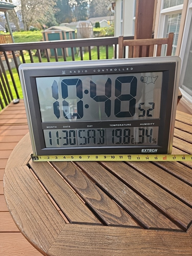 Extech Radio Controlled Wall Digital Clock (11.5X17”) No Controller