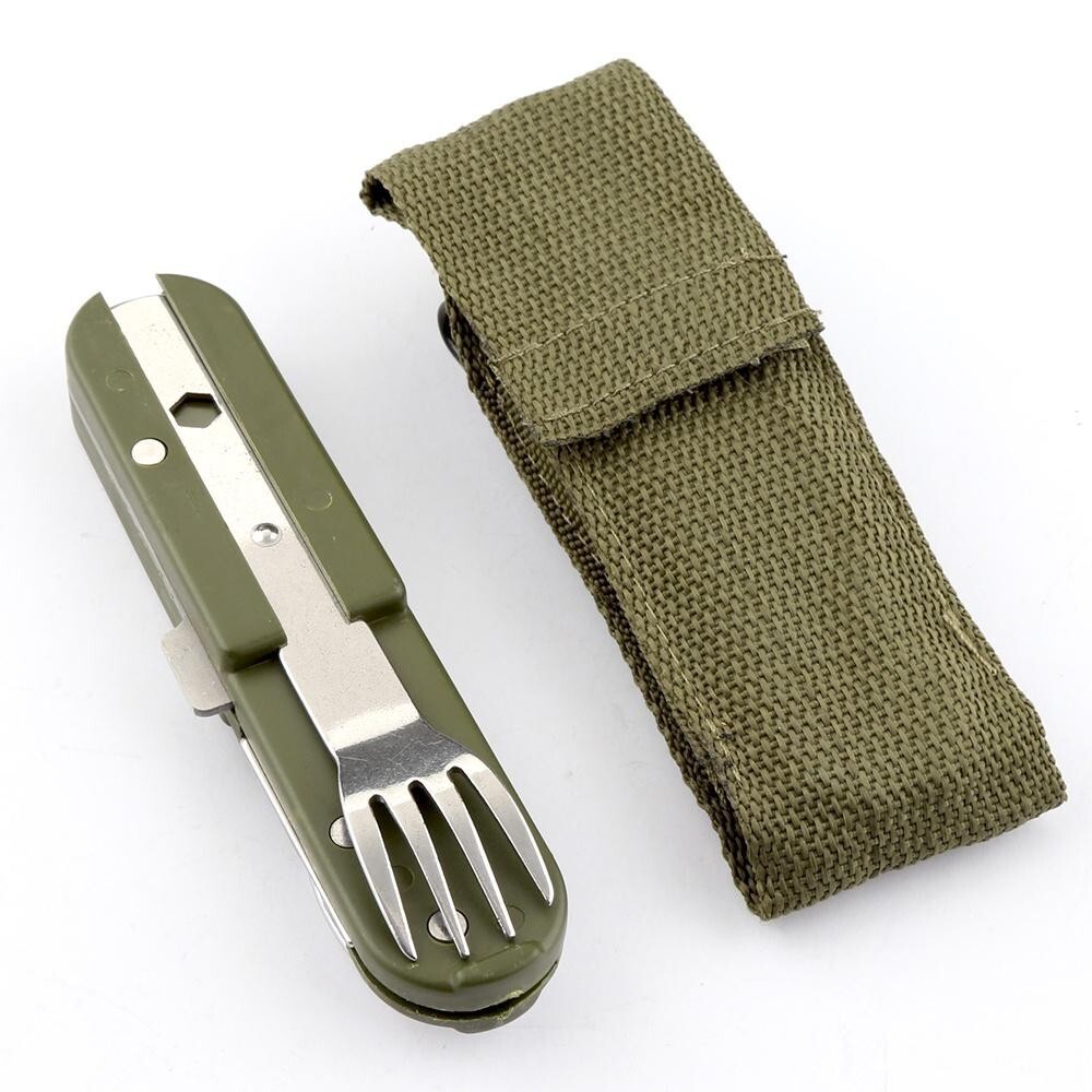 Multipurpose Outdoor Tools Spoon And Fork Set Can Opener With Bag