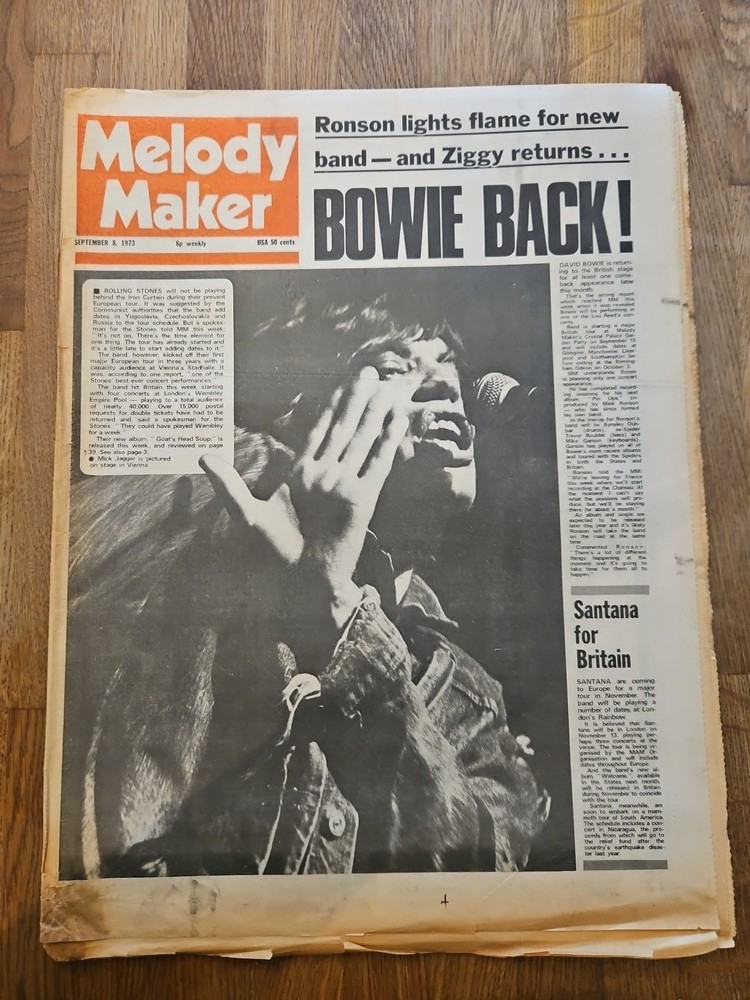 Melody Maker September 8th 1973 Bowie Back Cover
