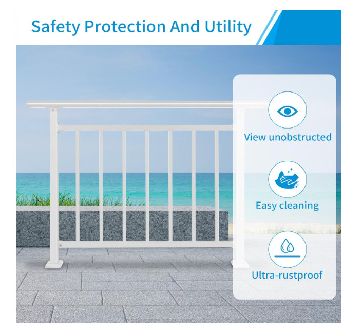 Horizontal Flat Railing with Installation Kit (40"h, 48"w); White Wrought Iron