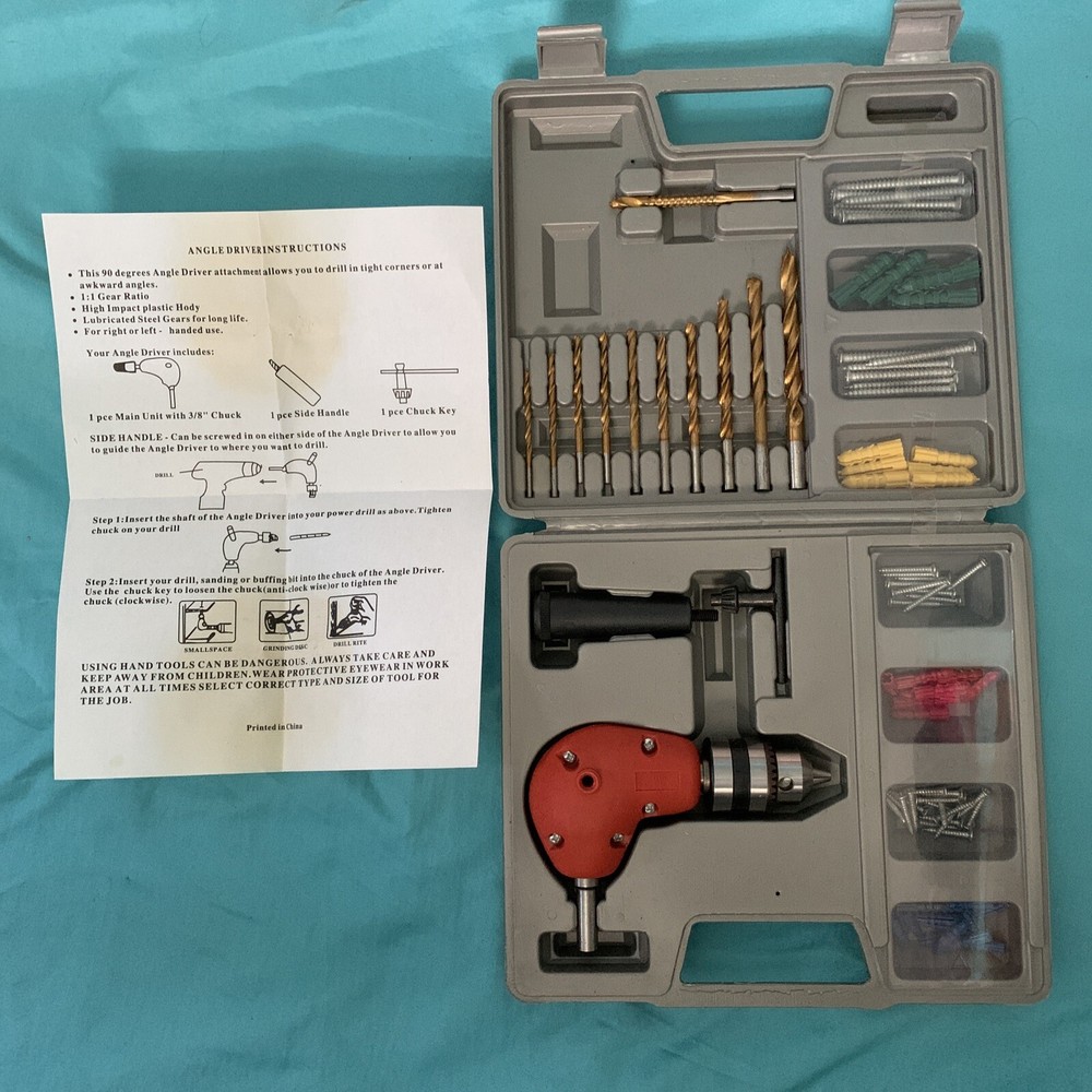 Black Rock Tools Right Angle Mini Driller Set With 11 Drill Bits, Screws,Etc