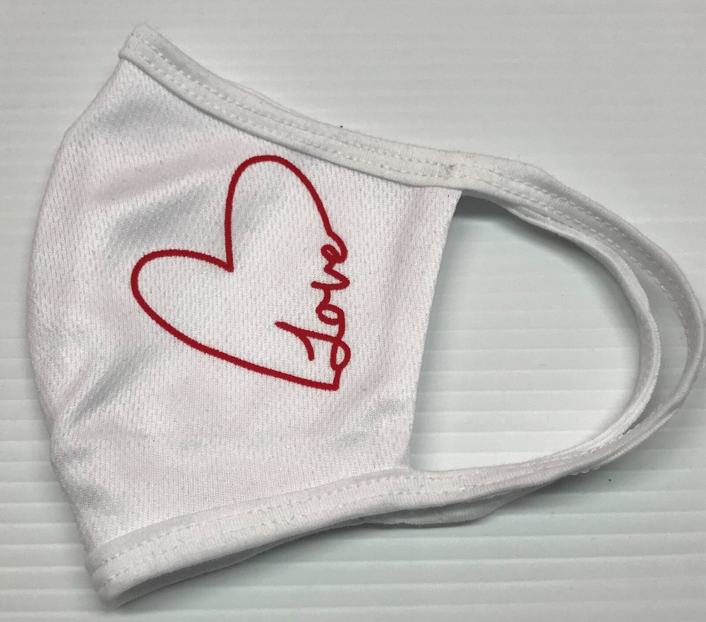 Face mask DRI-FIT flexible, 100% polyester, double layer, white color, (LOVE)