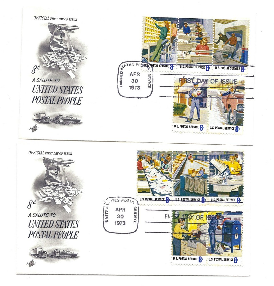 1489-98 Postal People set on two ArtCraft FDCs