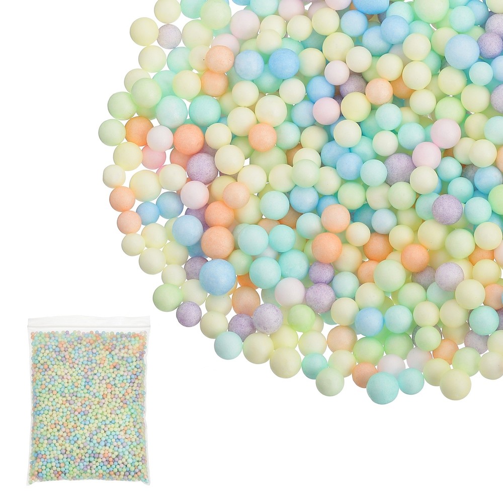 Foam Beads, 4-6mm Mini Small Balls Polystyrene Beads Light Multicolor