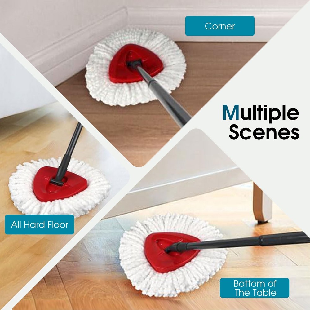 Deep Cleaning Mop Heads 4 Pack, Spin Swivel Compatible, White