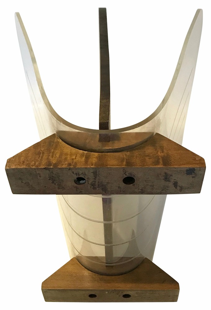 Modernist Walnut & Lucite Magazine Rack