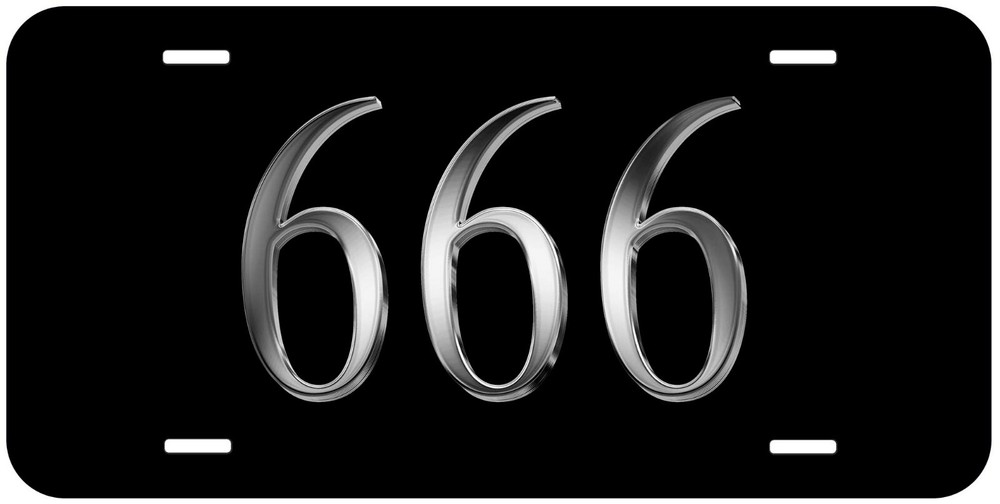 666 Black Aluminum Novelty Auto License Plate