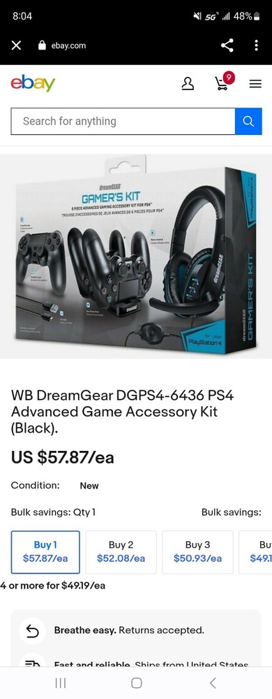 WB DreamGear DGPS4-6436 PS4 Advanced Game Accessory Kit (Black).