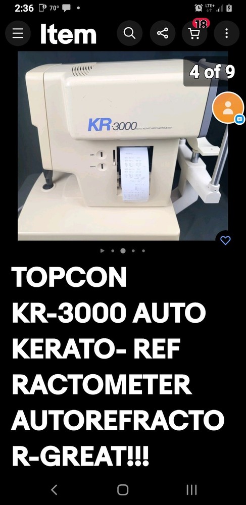 TOPCON KR-3000 AUTO KERATO- REFRACTOMETER AUTOREFRACTOR-GREAT!!!