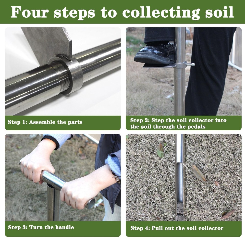 36" Soil Sampler Probe,Stainless Steel Soil Sampler Tool,Soil Core Sample Bag...