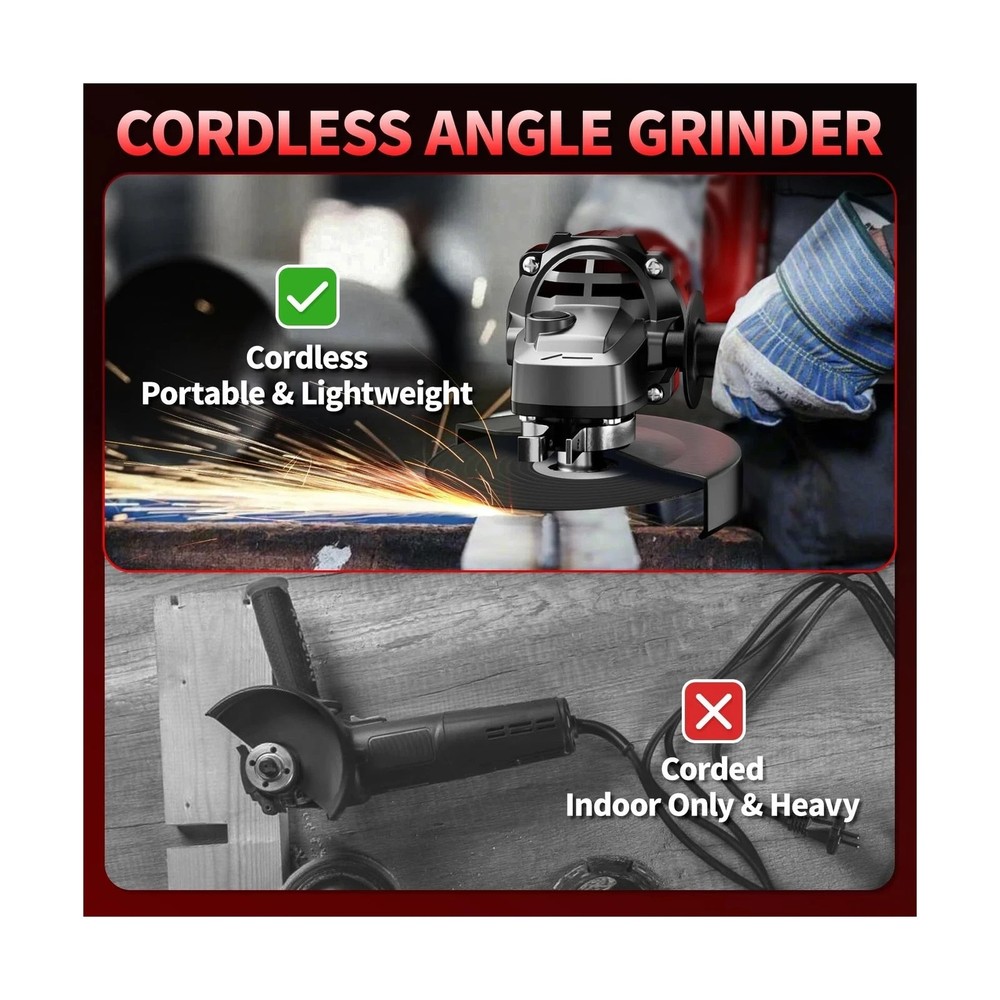 Cordless Angle Grinder Kit, 4-1/2" Power Angle Grinders with 2 * 4.... Fast Ship