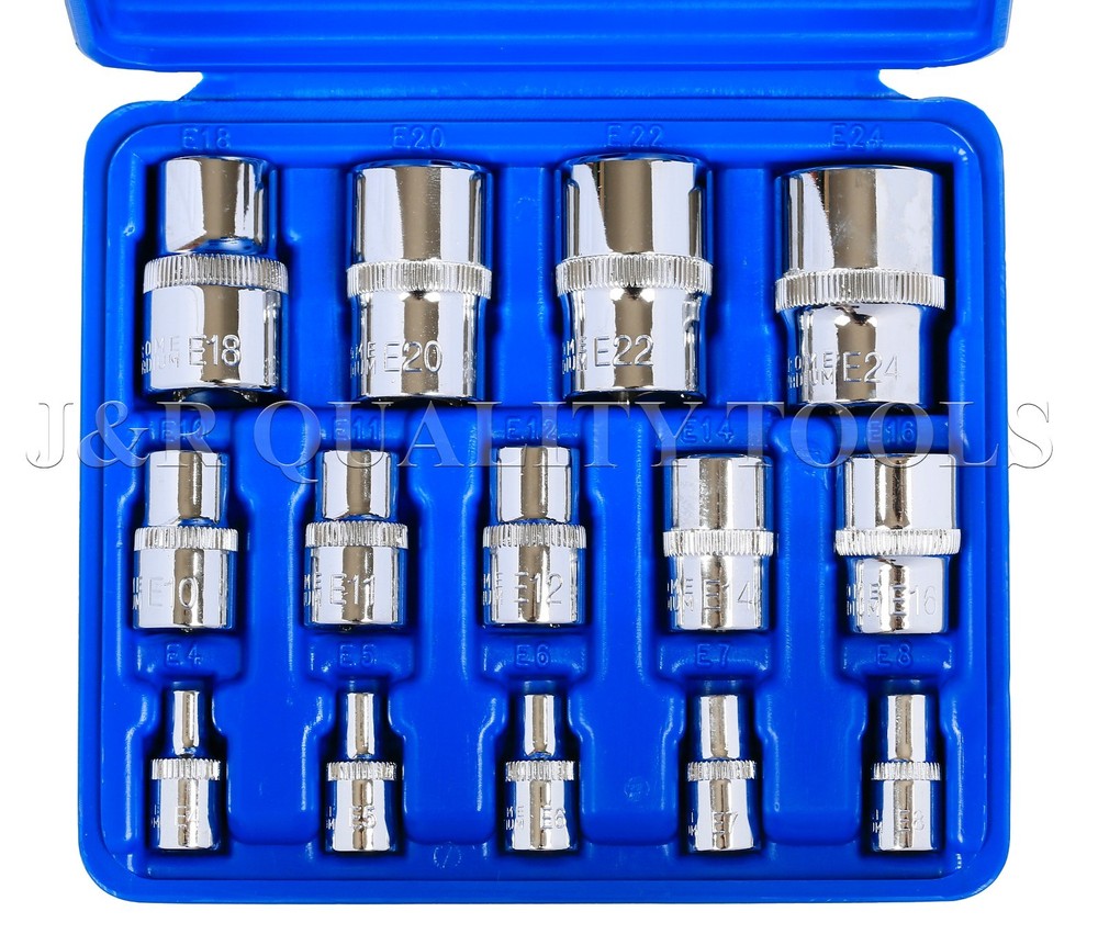 E-type Torx Star Female Sockets Bit Set 14 in 1 E4- E24 Torx Socket 14pc