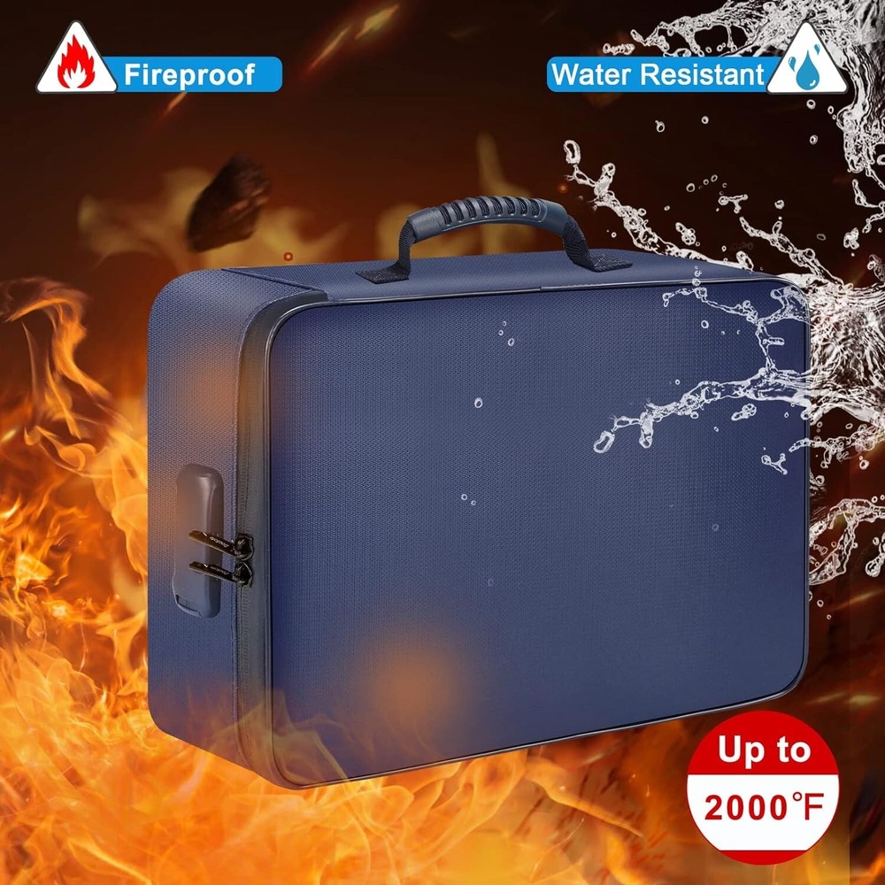 DocSafe Fireproof Document Organizer Bag with Lock ,Water-Resistant Zipper