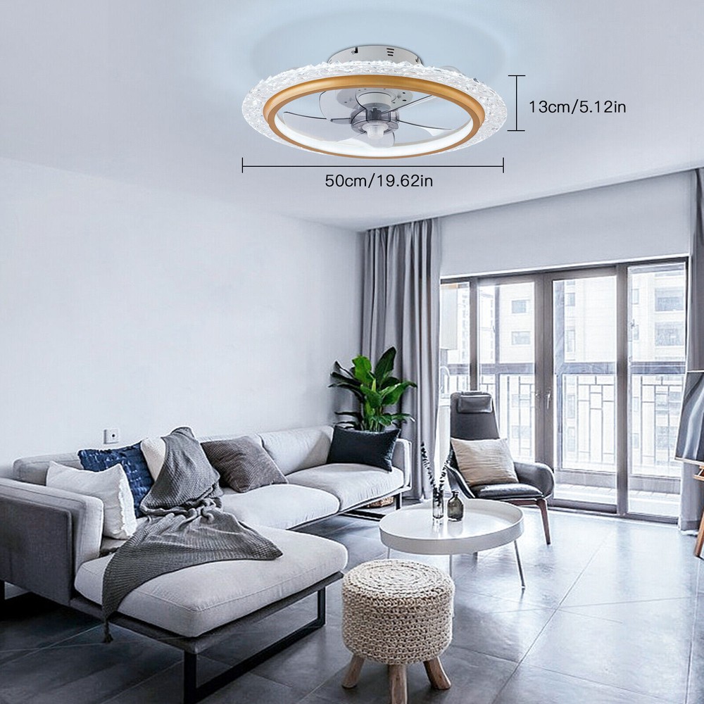 Modern Gold Ceiling Fan with Lights Dimmable LED with Remote Control 85-265V