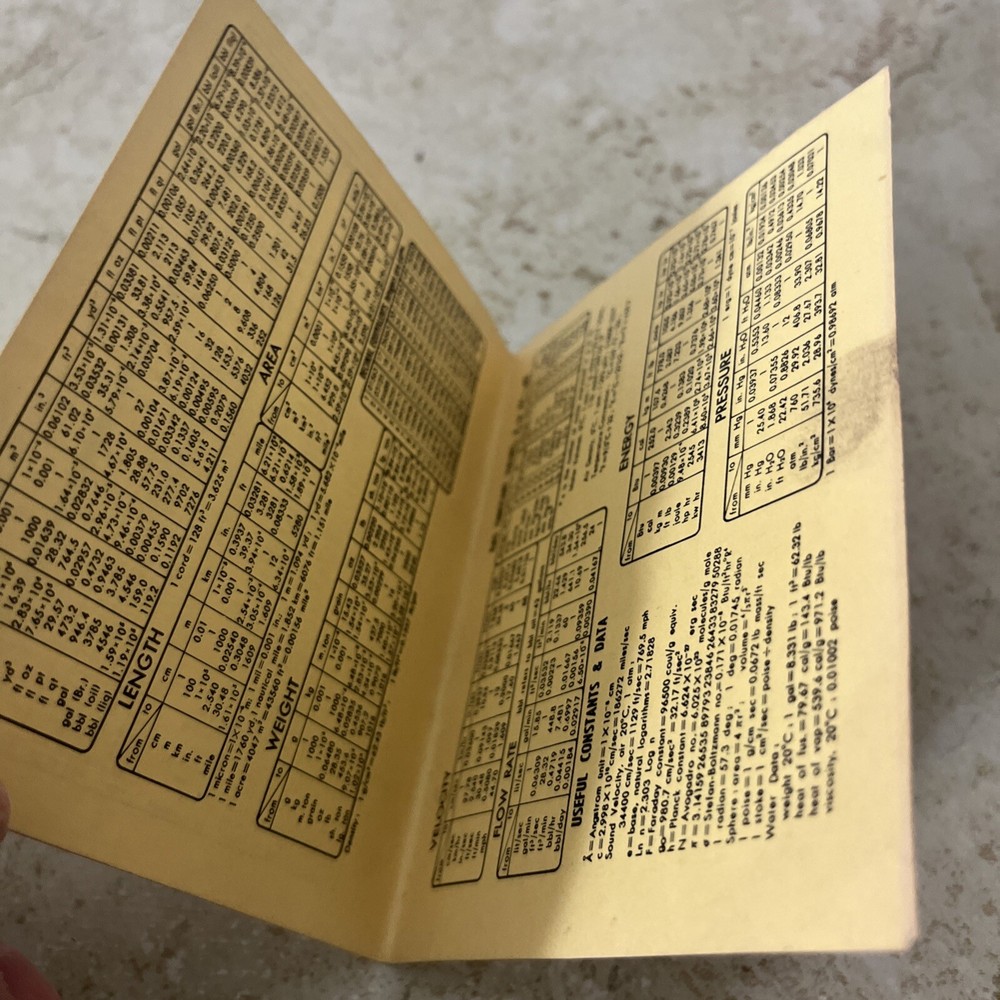 vintage Engineering Conversion Chart & Table of Engineering Constants early