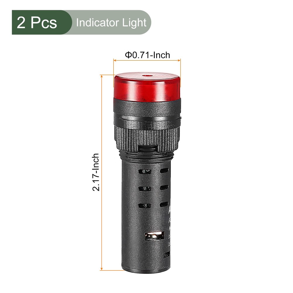 2 Pcs Light Indicator, Indicator Light with Flashing Alarm Buzzer(Red, 5/8″)