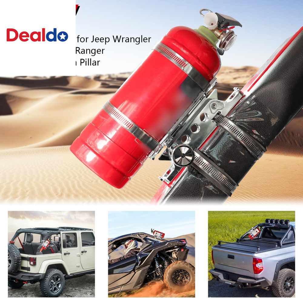 Chrome Quick Release Roll Bar Fire Extinguisher Mount Compatible with for Jeep W