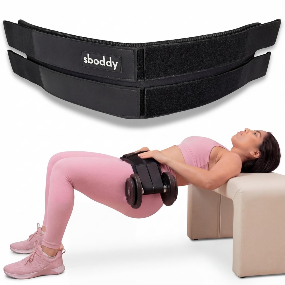 Sboddy Hip Thrust Belt with Dual-Strap Design – Booty Builder Unisex, Black