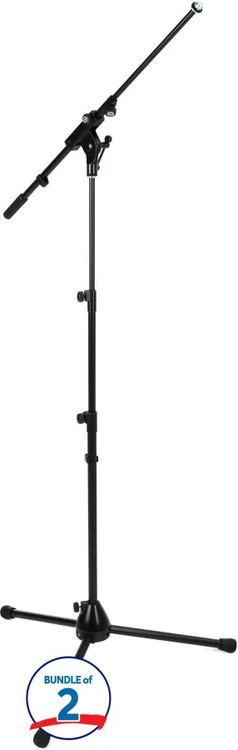 K&M 252 Microphone Stand with Telescoping Boom - Black (2-pack)