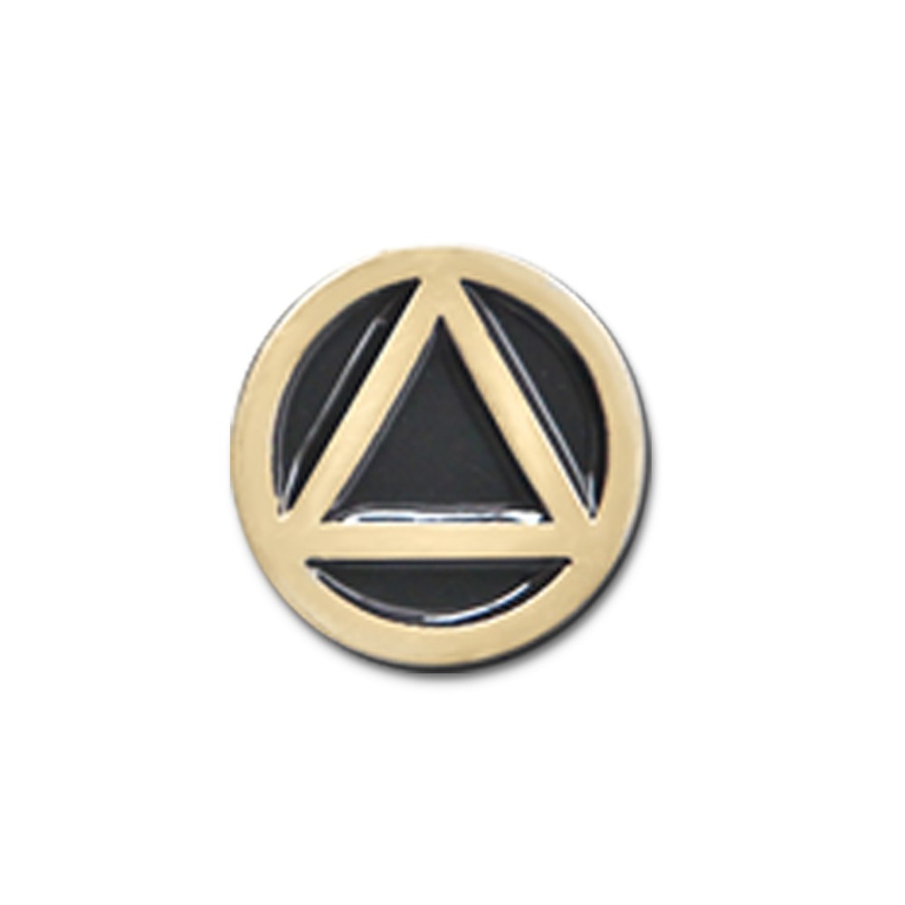 AA Circle/Triangle Large Black and Gold Enameled Lapel Pin 5/8"