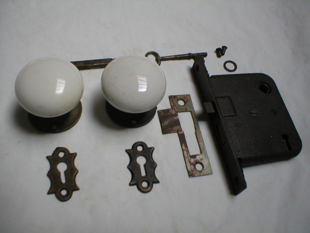 Antique Door Hardware with Porcelain Knobs