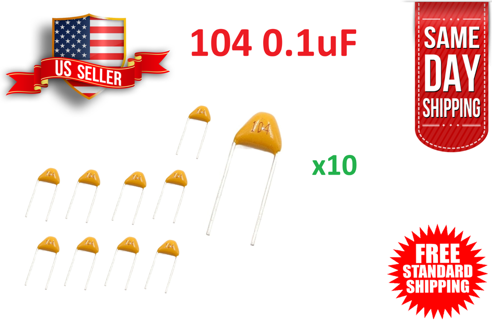 10Pcs 104 100NF 0.1uF 50V Monolithic Ceramic Chip Capacitor NEW