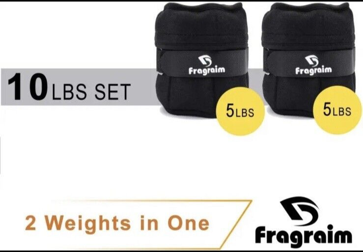 Fragraim Adjustable Ankle Weights 10 lbs pair - 5 per side, Black