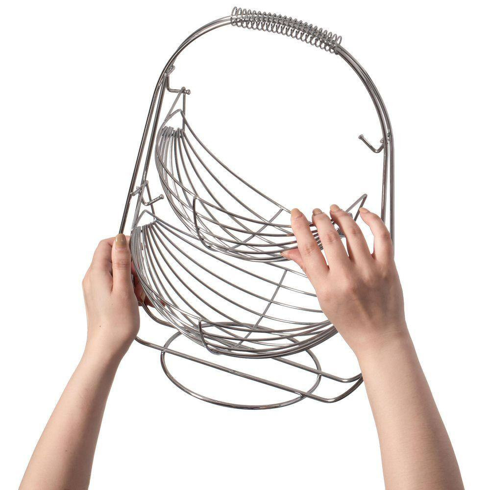 2 Tier Fruit Swing Basket for Kitchen, Detachable Countertop Vegetables Storage