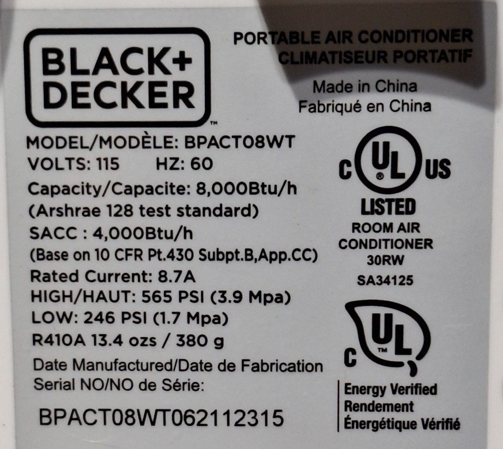 TCL-DL-YD Control Panel Board for AC Black&Decker BPACT08WT