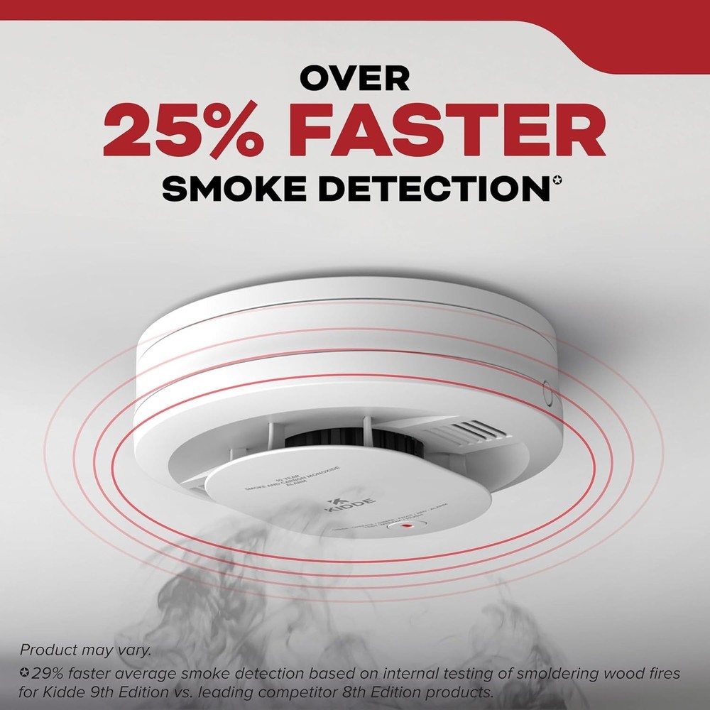 Kidde Smoke Detector, 10-Year Battery Powered, with LED Status Lights, 85 dB...