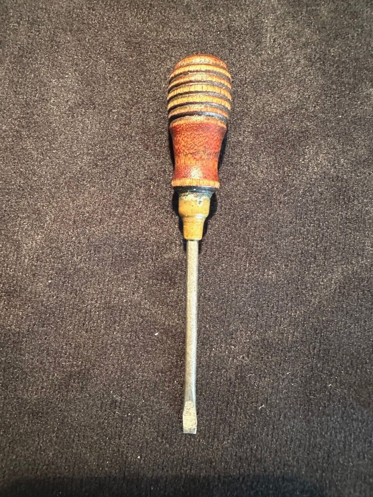 Antique Miniature Wood Handle Flat Head Screw Driver