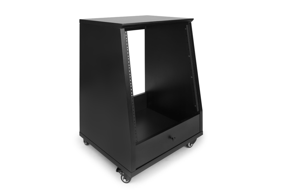 Gator Elite Series 12U Angled Studio Rack with Locking Casters - Black Finish