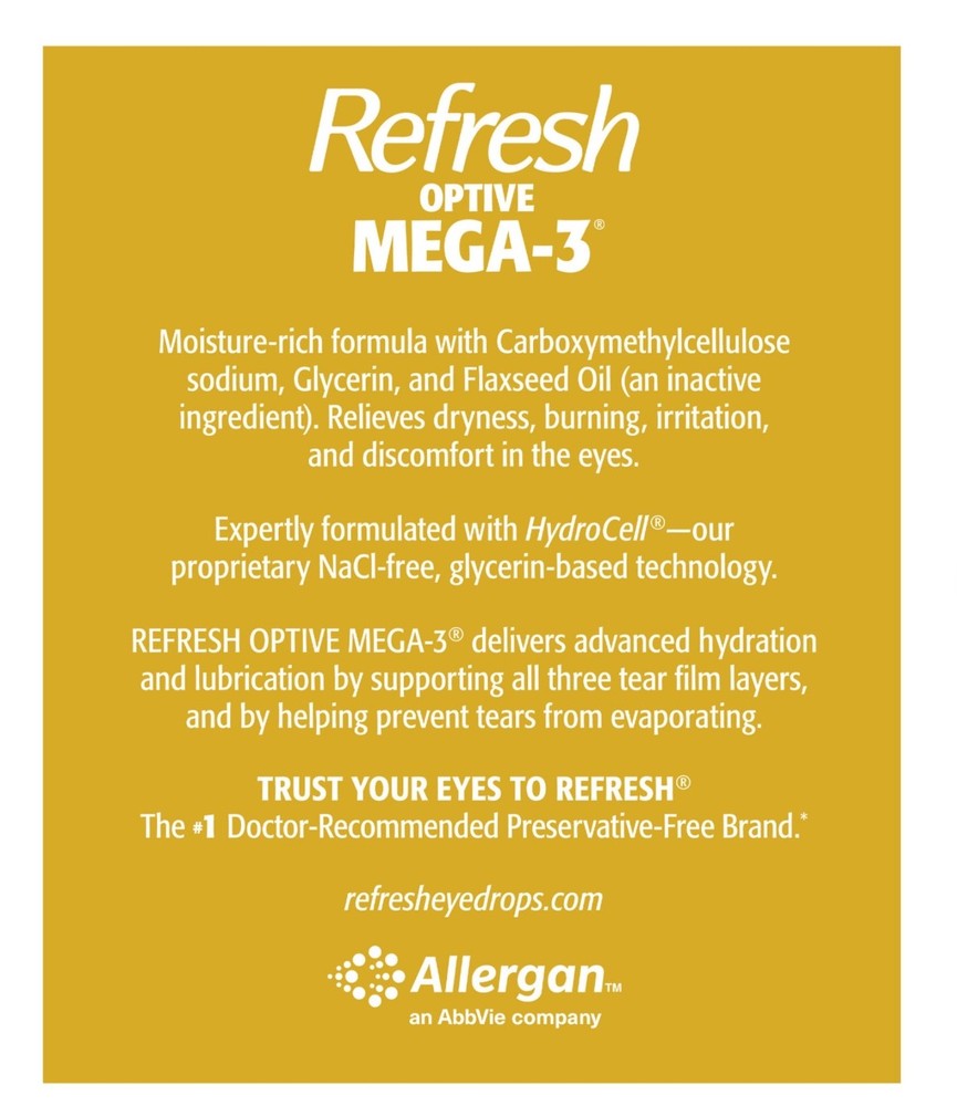 Refresh Optive Mega-3 Lubricant Eye Drops 70 Single Use Vials