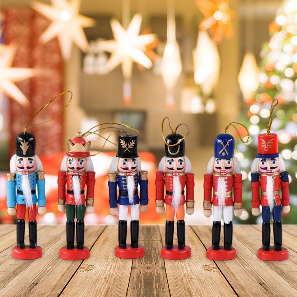 6 Pieces Christmas Nutcracker Ornaments Nutcracker Figures for Shelf Office