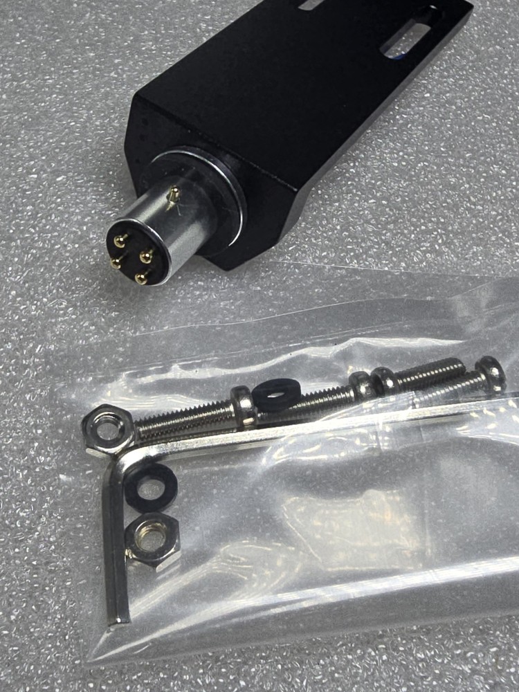 NEW! AZIMUTH ADJUST HEADSHELL BLACK ALUMINUM HARDWARE SILVER WIRES 1 Pin.