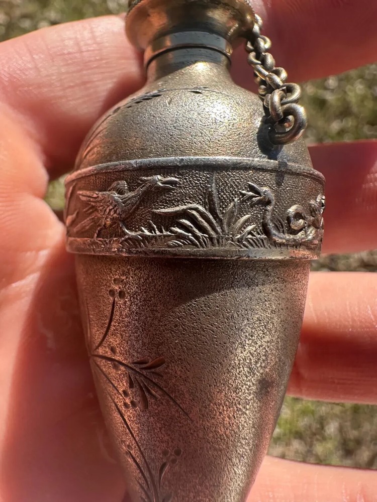 Antique Victorian Silver Chatelaine Perfumer Senct Flask Pomander
