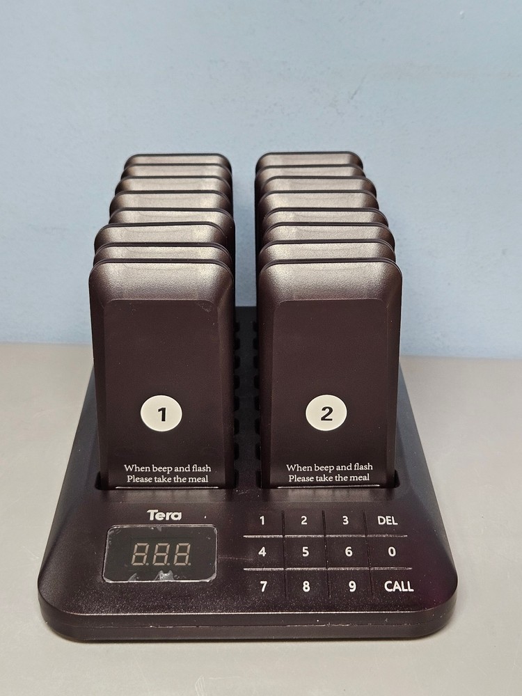 Tera Wireless Calling System - 16 Rechargeable Restaurant Pagers - New in Box!