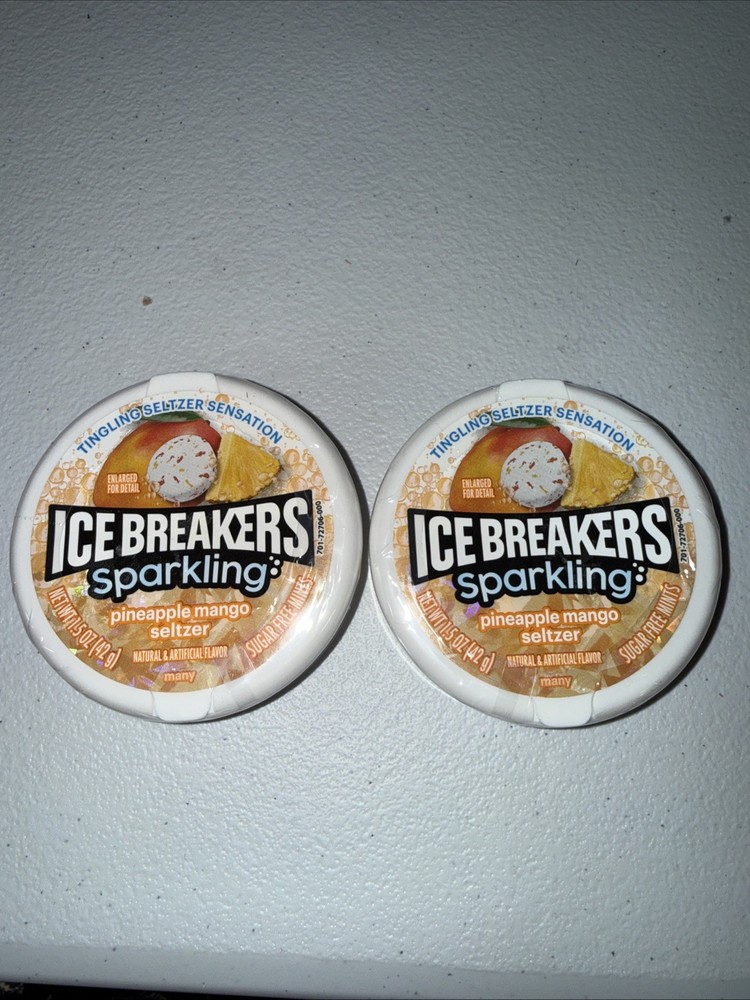 Ice Breakers Sugar Free Mints Sparkling Pineapple Mango Seltzer (2)  1.5 oz ea
