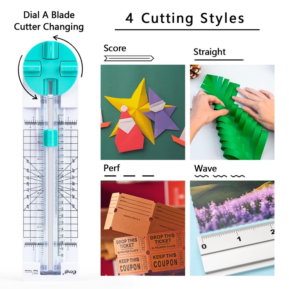 Paper Trimmer Craft Paper Cutter: 4 Style Multi-Function Scrapbooking Tool wi...
