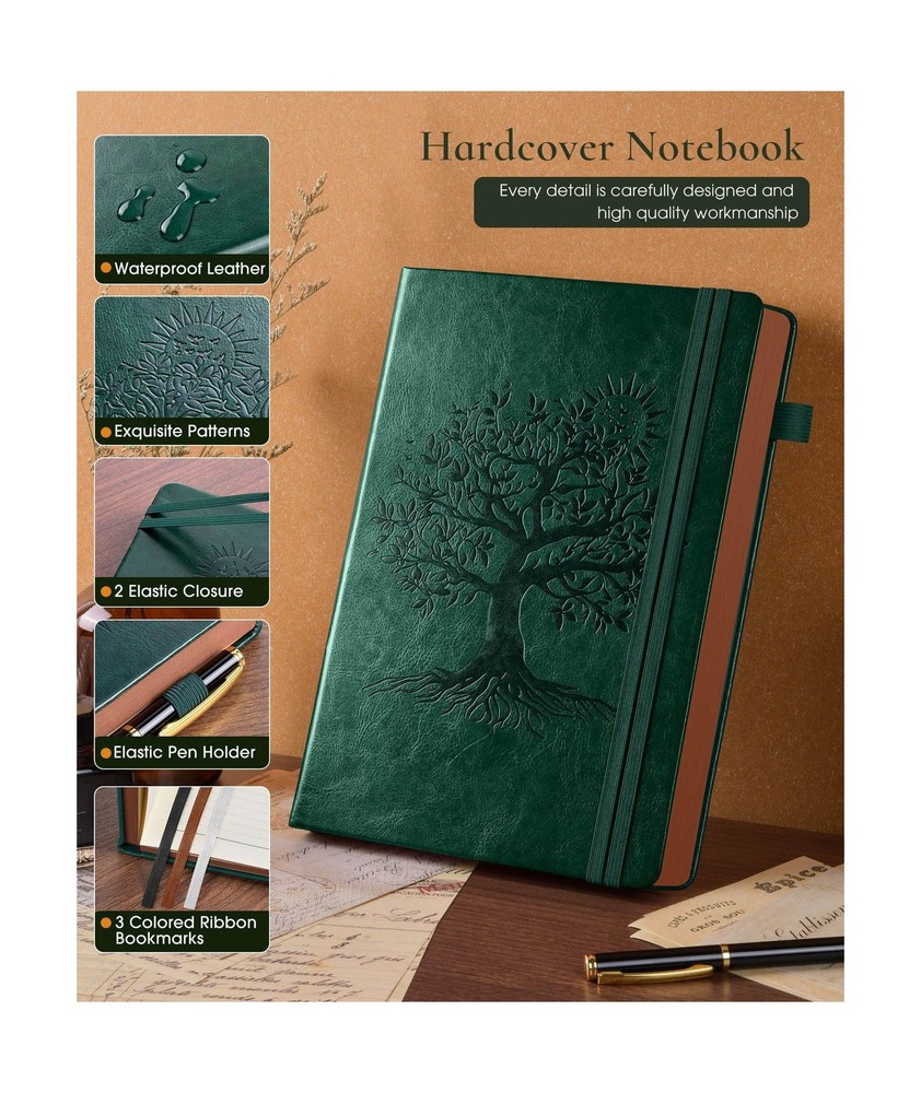 Vintage Leather Journal - 300 Page Lined Journal Notebook with Numbered Pages...