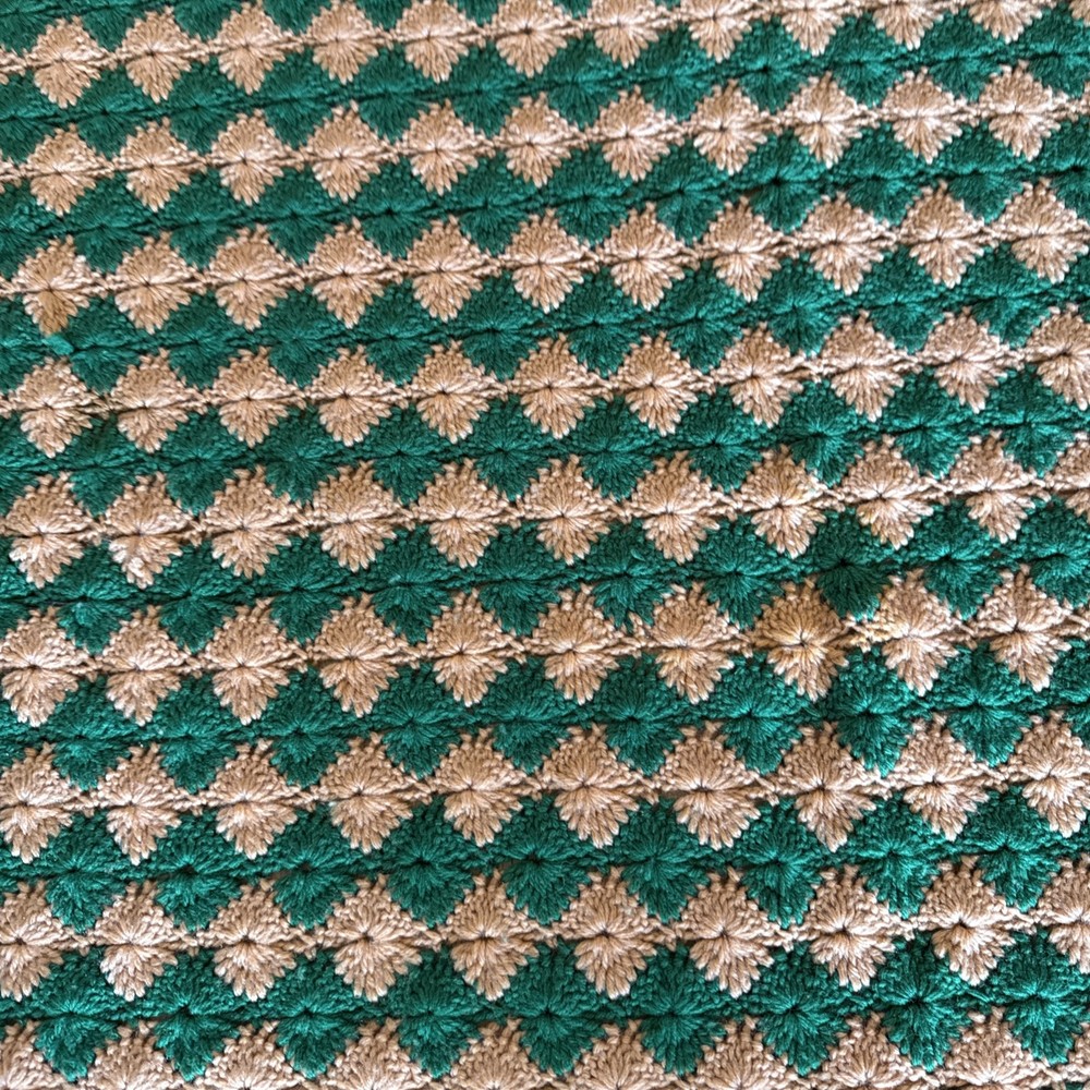 Vintage CROCHET AFGHAN Throw Blanket decor boho chic 63" X 46"
