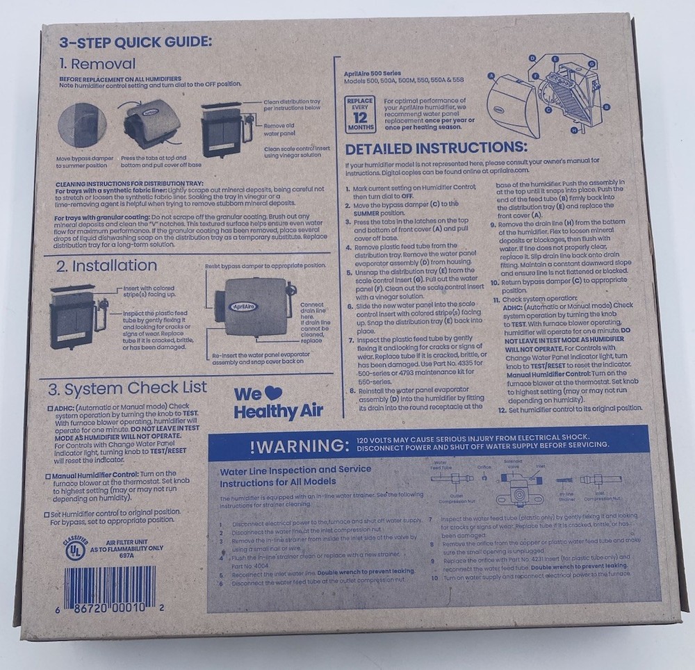 AprilAire Stock Number 10 Replacement Water Panel Humidifier Filter