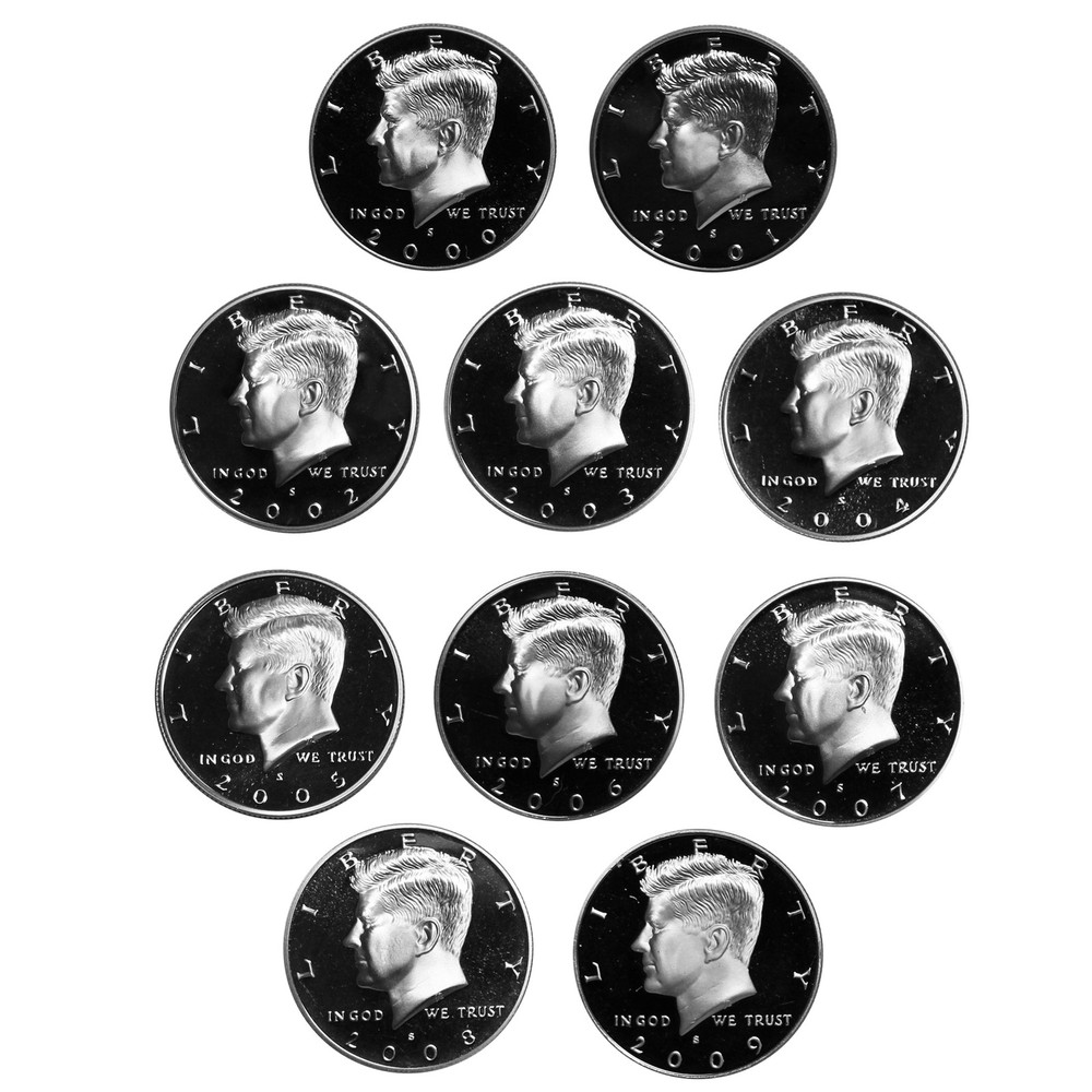 2000-2009 Proof Kennedy Half Dollar run Gem DCAM CN-Clad 10 coins