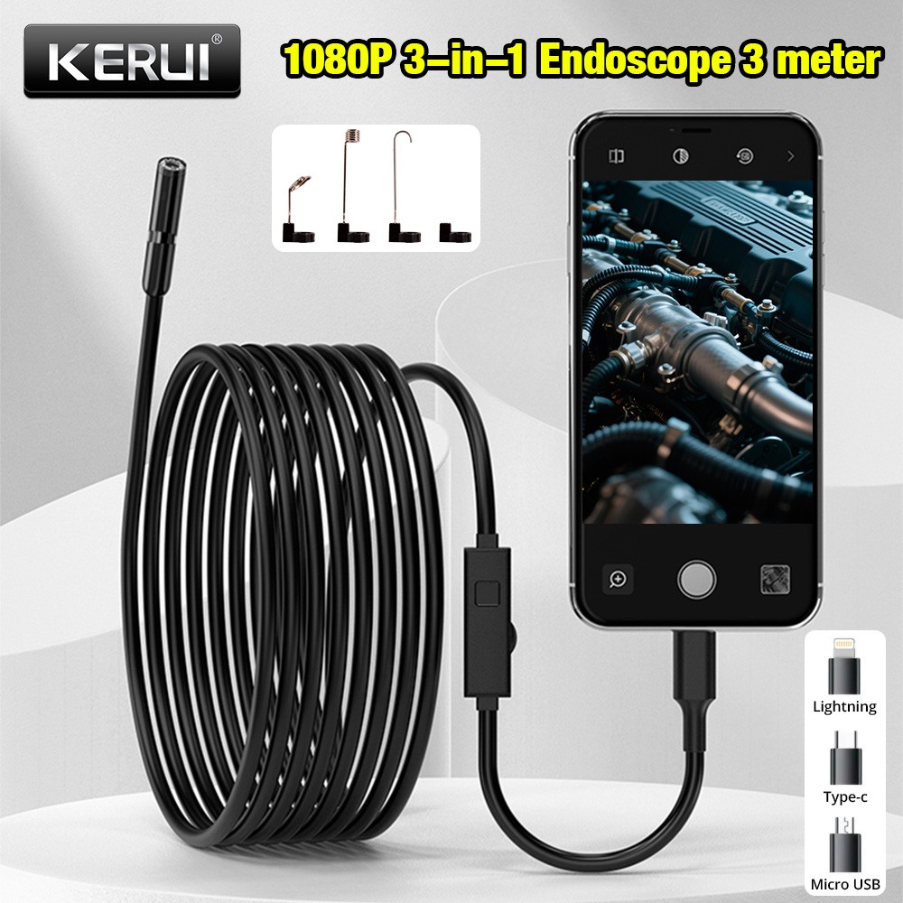 9.9FT 8LED Borescope Endoscope Snake Inspection Camera for iPhone Android iOS