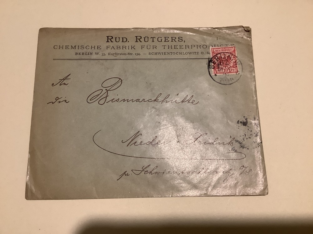 Germany Berlin 1897 to Bismarckhütte postal cover  Ref A722