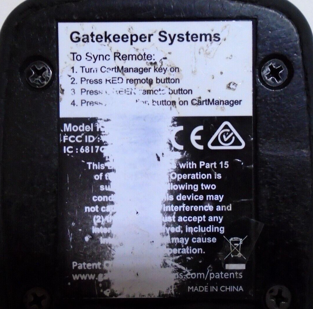 Gatekeeper Systems K-9400 Cart Manager 5-Button Remote Control For Cart Pushers